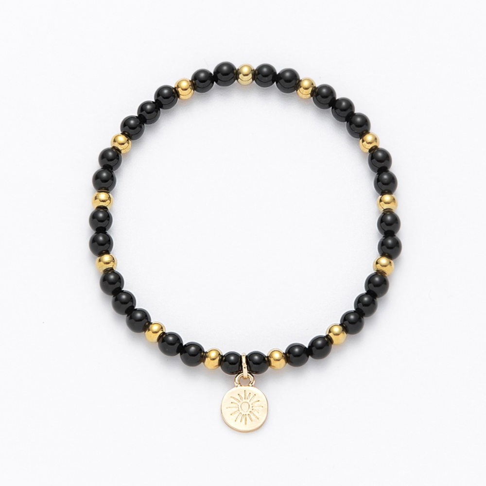 Gold & Obsidian Beaded Bracelet