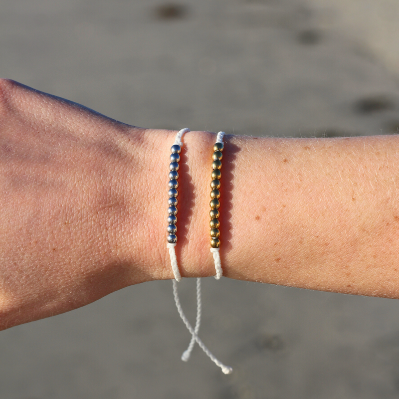 Silver Beaded String Bracelet